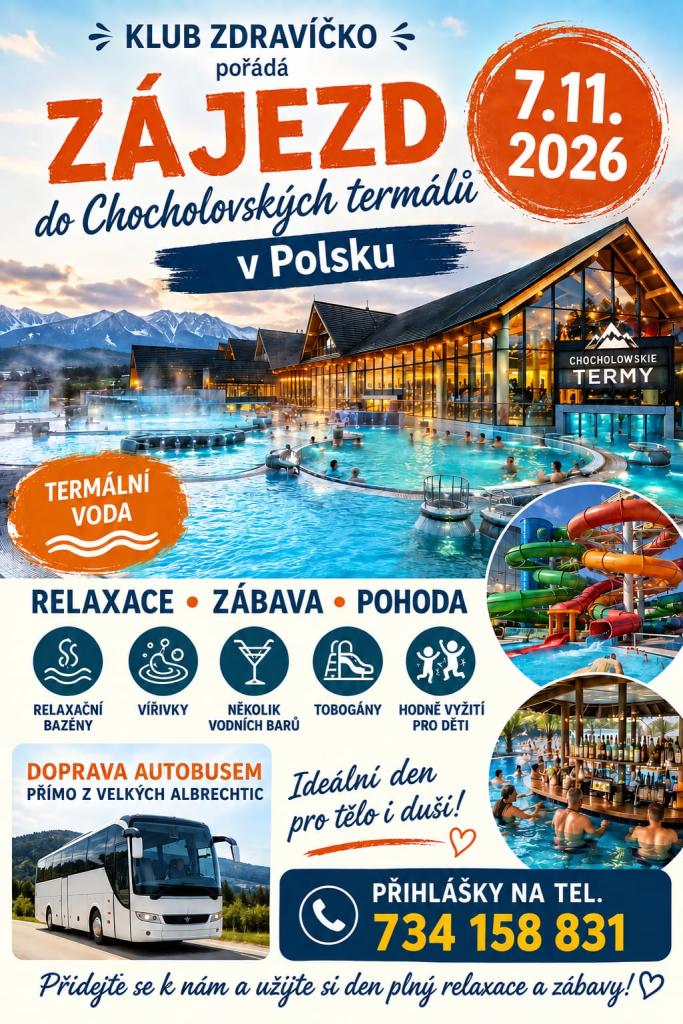 Pozvánka na autobusový zájezd do termálů v Chocholově